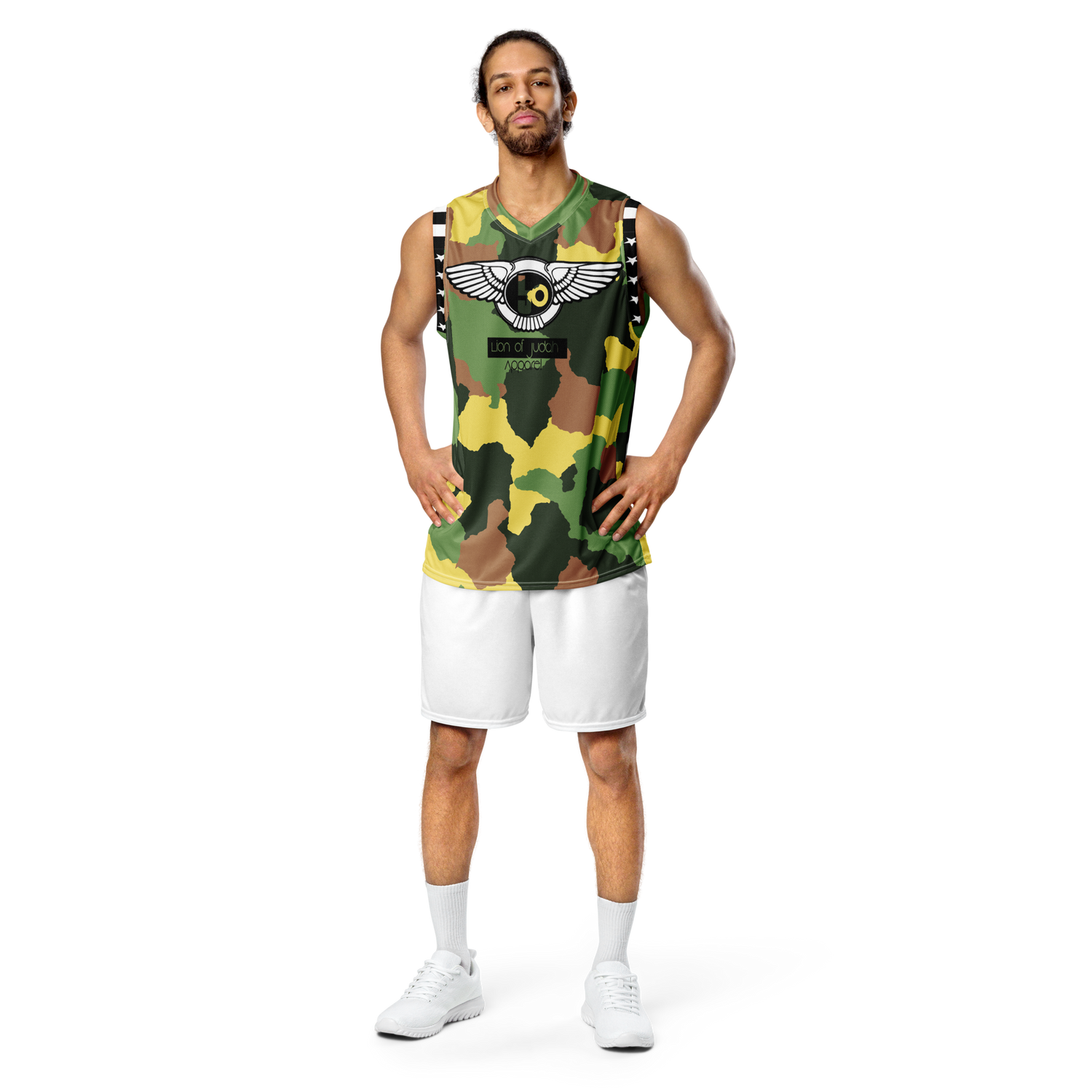Lion Of Judah Wingz Design Recycled unisex Camouflage Design basketball jersey