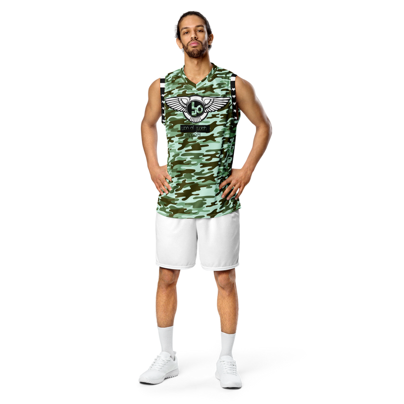 Lion Of Judah Wingz Design Recycled unisex Green Camouflage Design basketball jersey