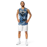 Lion Of Judah Wingz Design Recycled unisex Blue Swirl Design basketball jersey