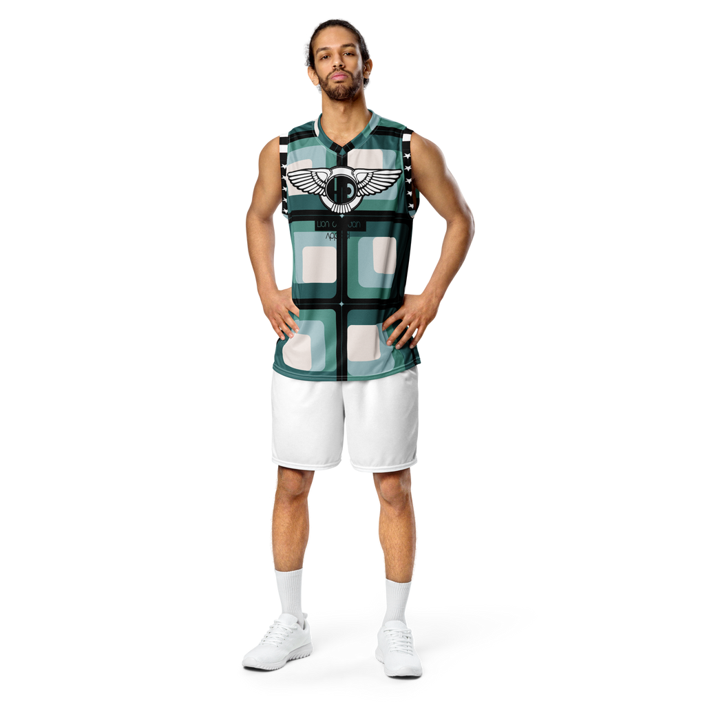 Lion Of Judah Wingz Design Recycled unisex Green Pattern Square Design basketball jersey