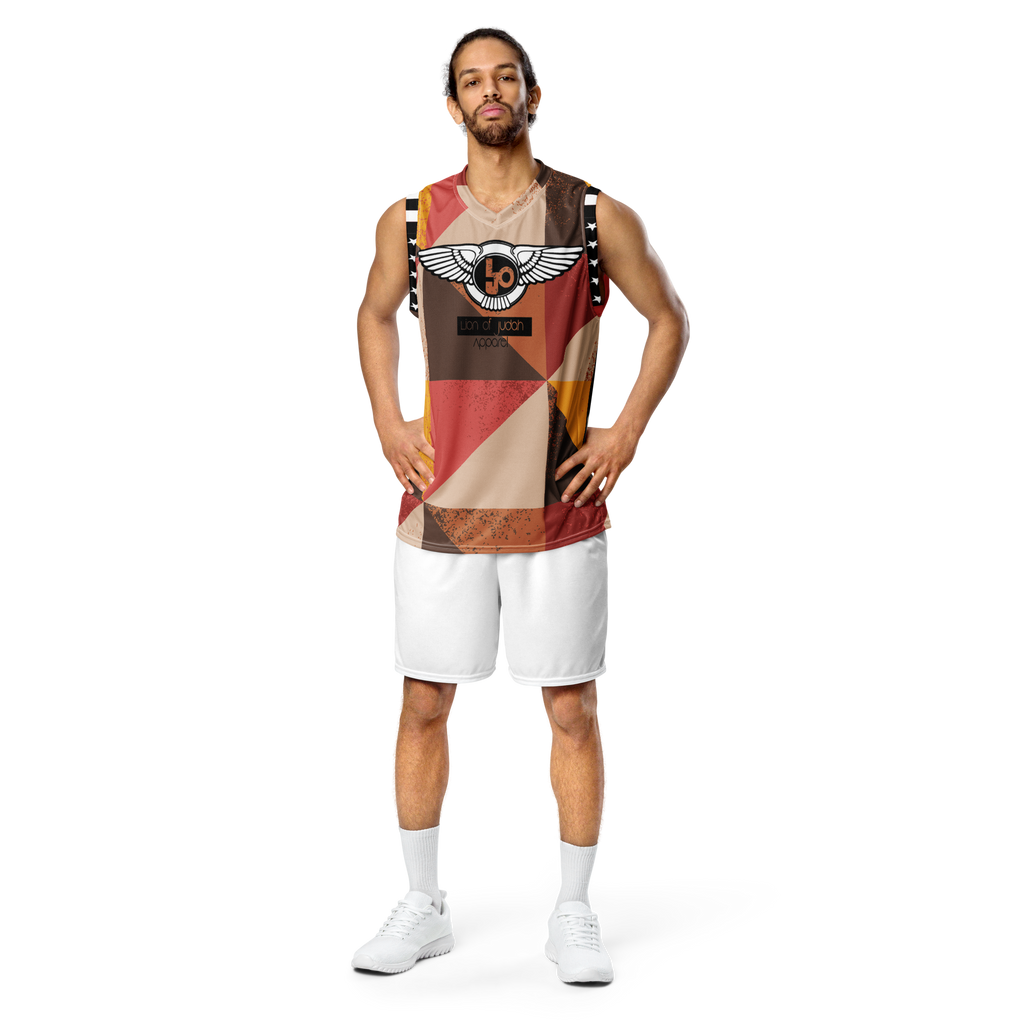 Lion Of Judah Wingz Design Recycled unisex Brown Pattern Design basketball jersey