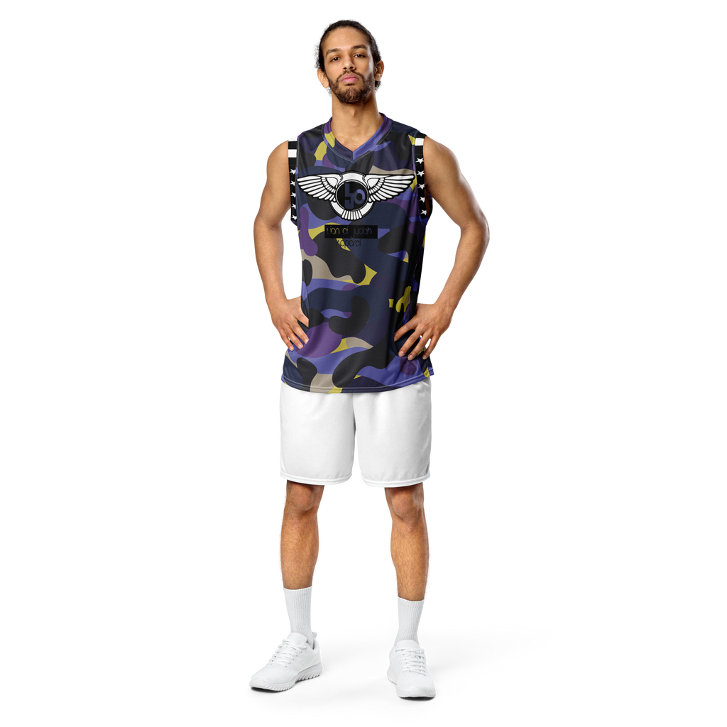 Lion Of Judah Wingz Design Recycled unisex Purple Camo Pattern Design basketball jersey