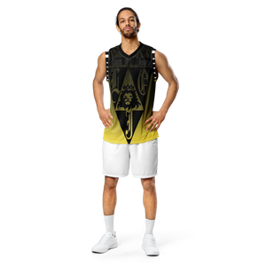 Lion Of Judah God Design Recycled unisex Black & Yellow fade basketball jersey