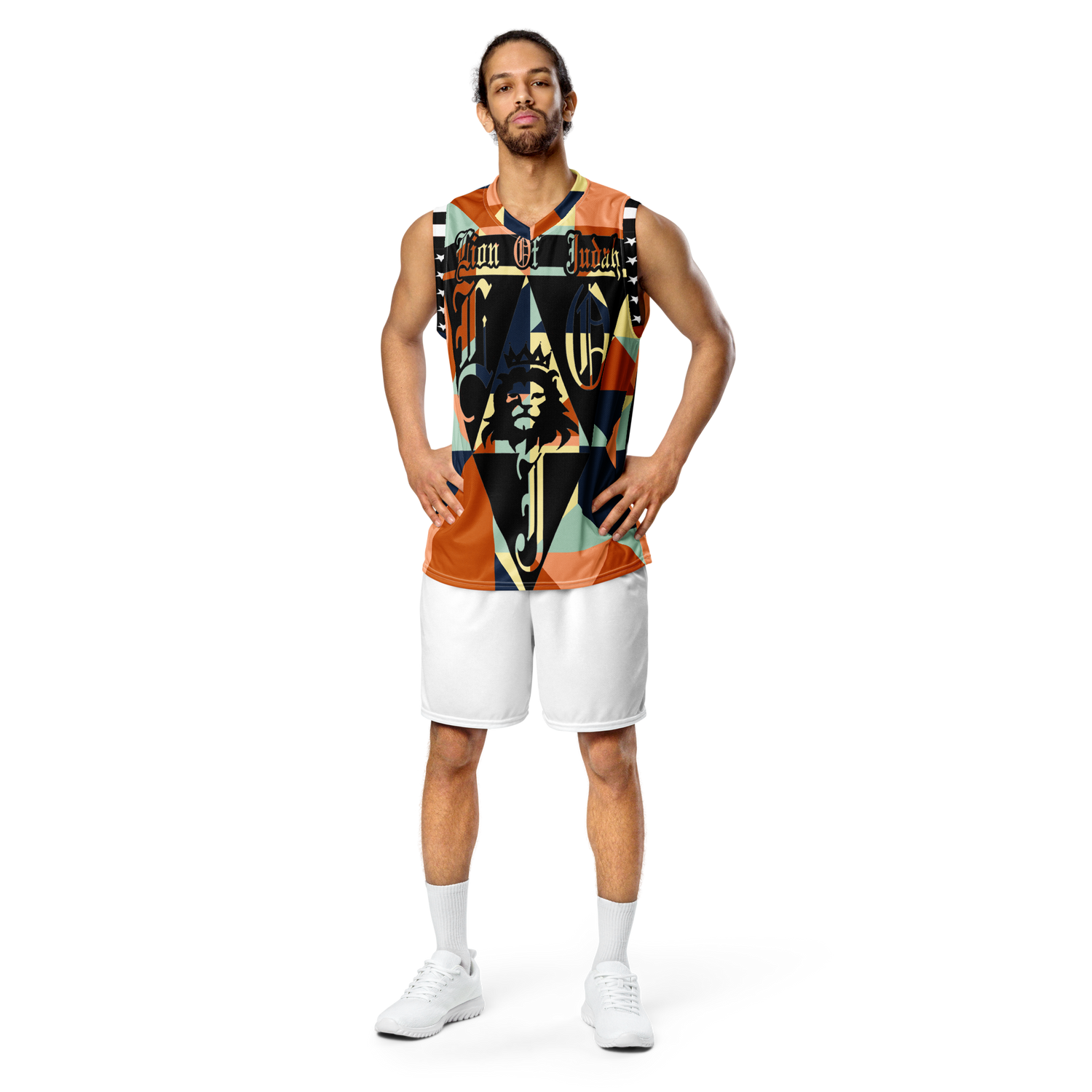 Lion Of Judah God Design Recycled unisex Geometric Design basketball jersey