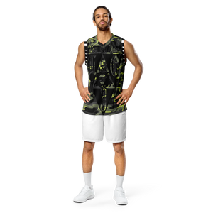 Lion Of Judah God Design Recycled unisex Black & Green Camouflage Design basketball jersey