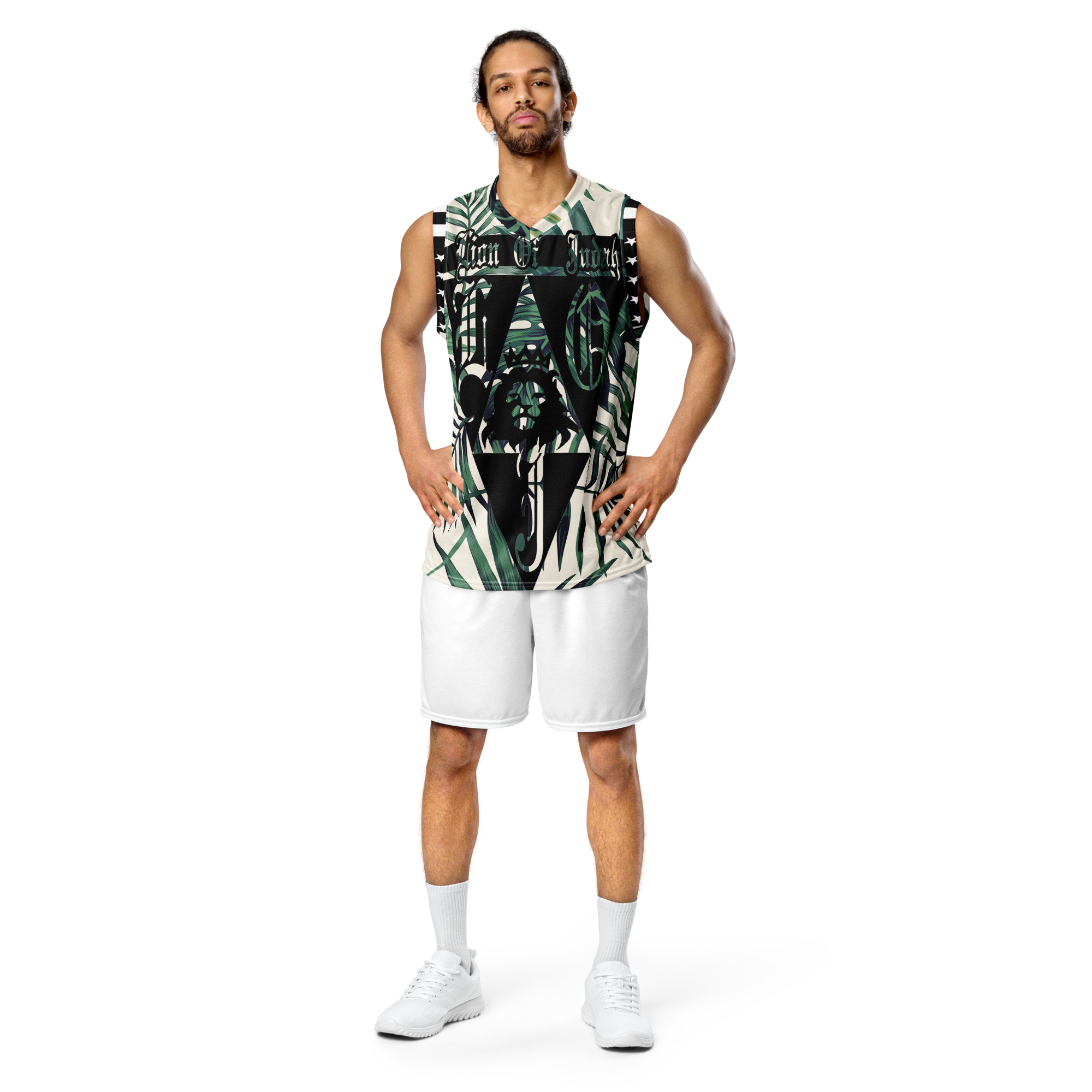 Lion Of Judah God Design Recycled unisex Green Plants Design basketball jersey