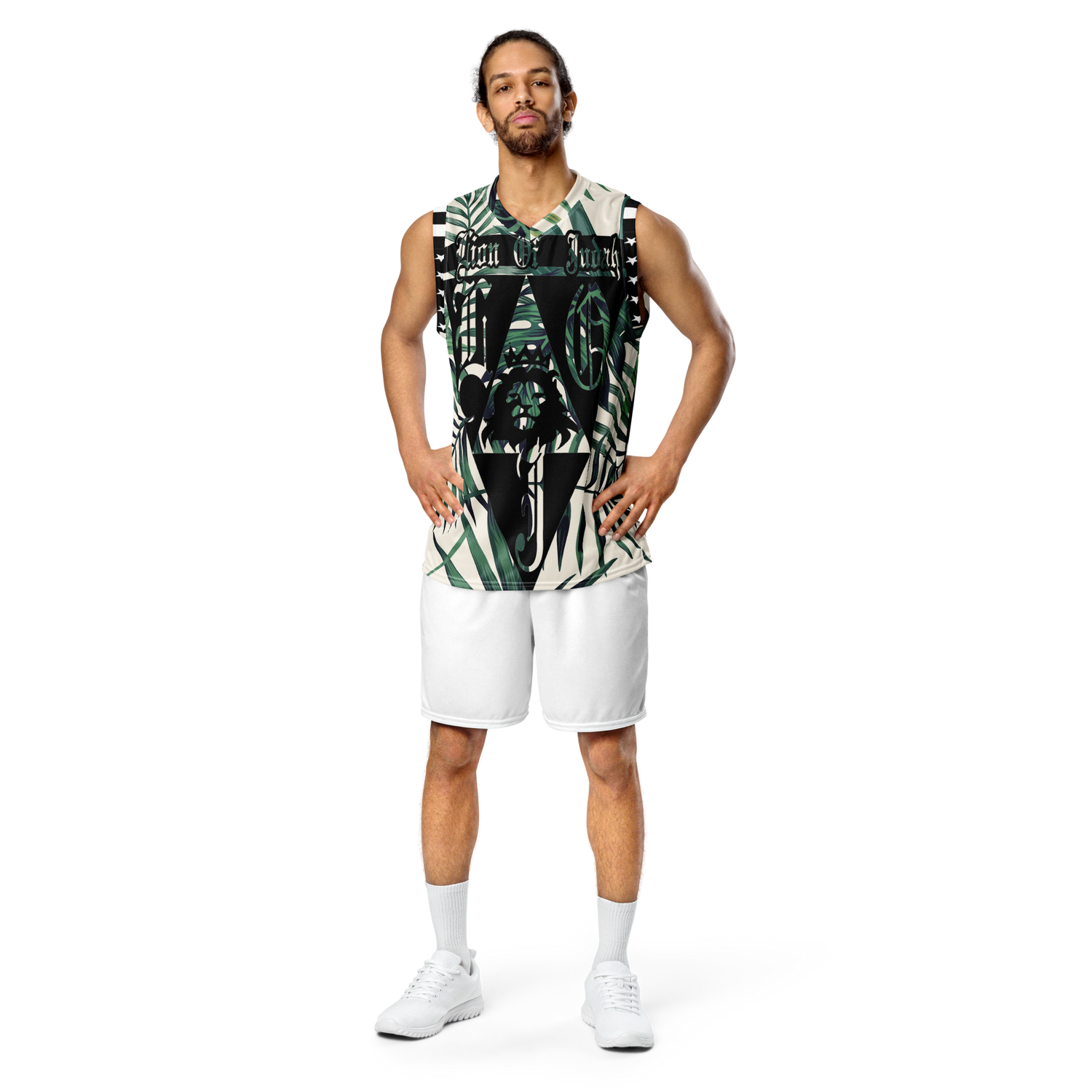 Lion Of Judah God Design Recycled unisex Green Plants Design basketball jersey