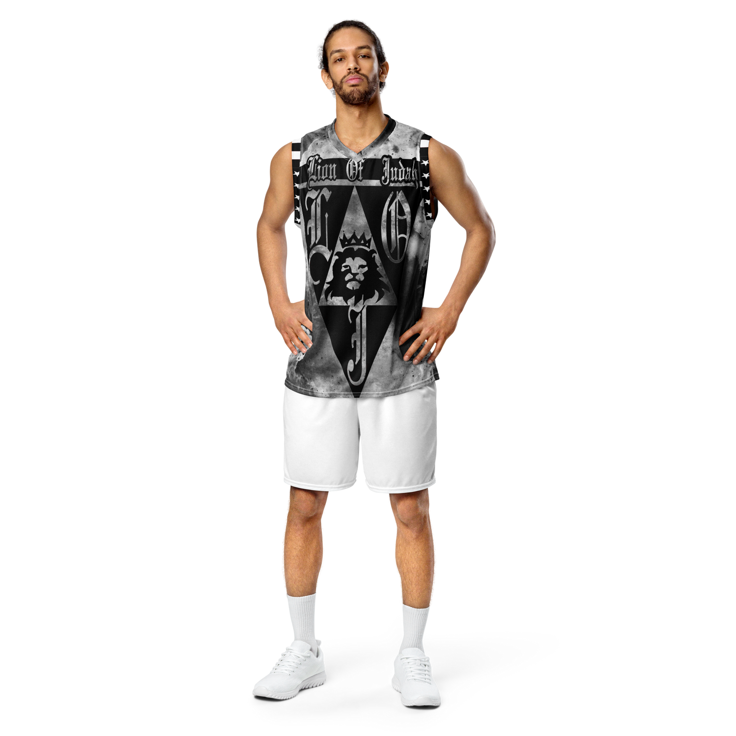 Lion Of Judah God Design Recycled unisex Dark Grey Design basketball jersey