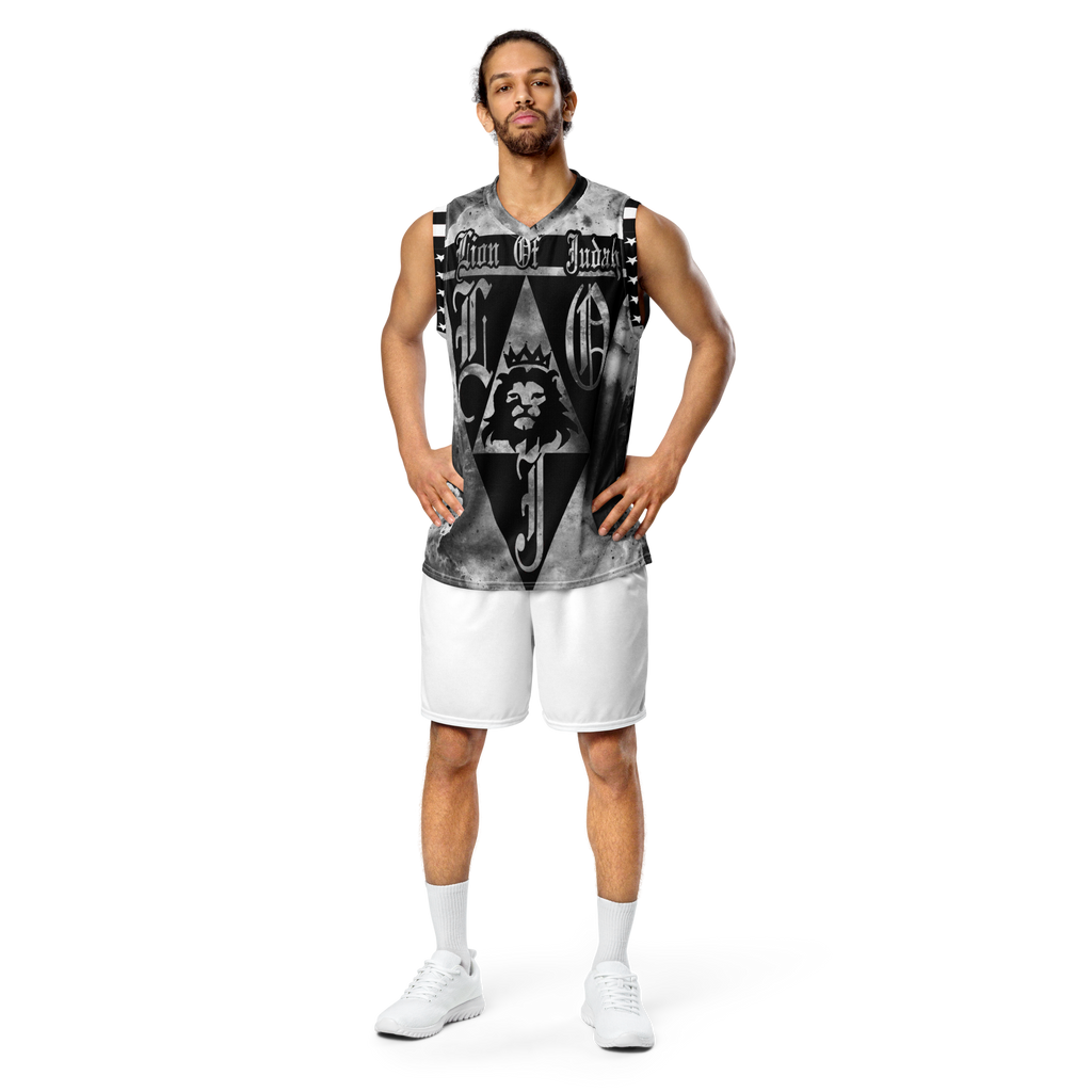 Lion Of Judah God Design Recycled unisex Dark Grey Design basketball jersey