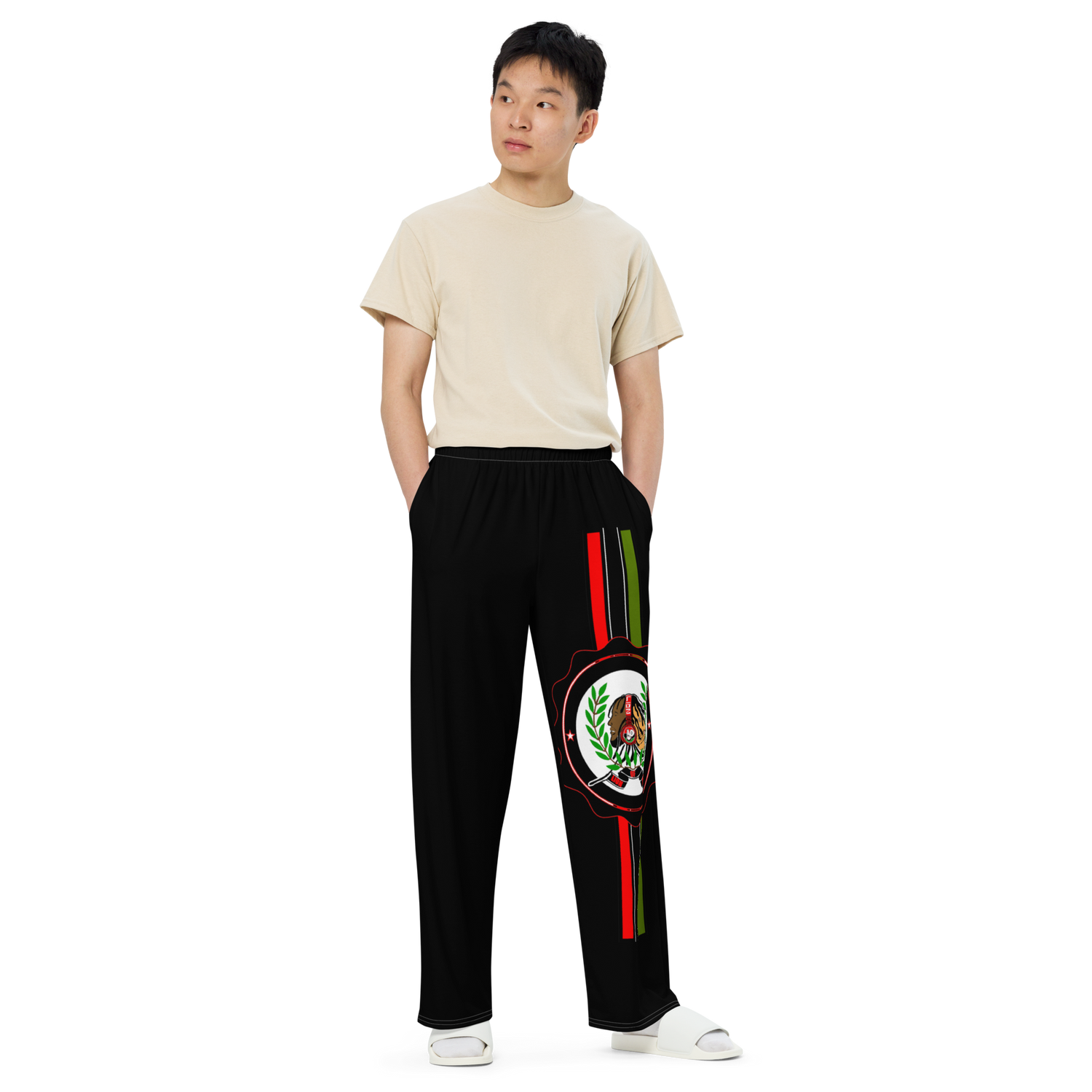 Lion Of Judah God All over print Black unisex wide leg pants
