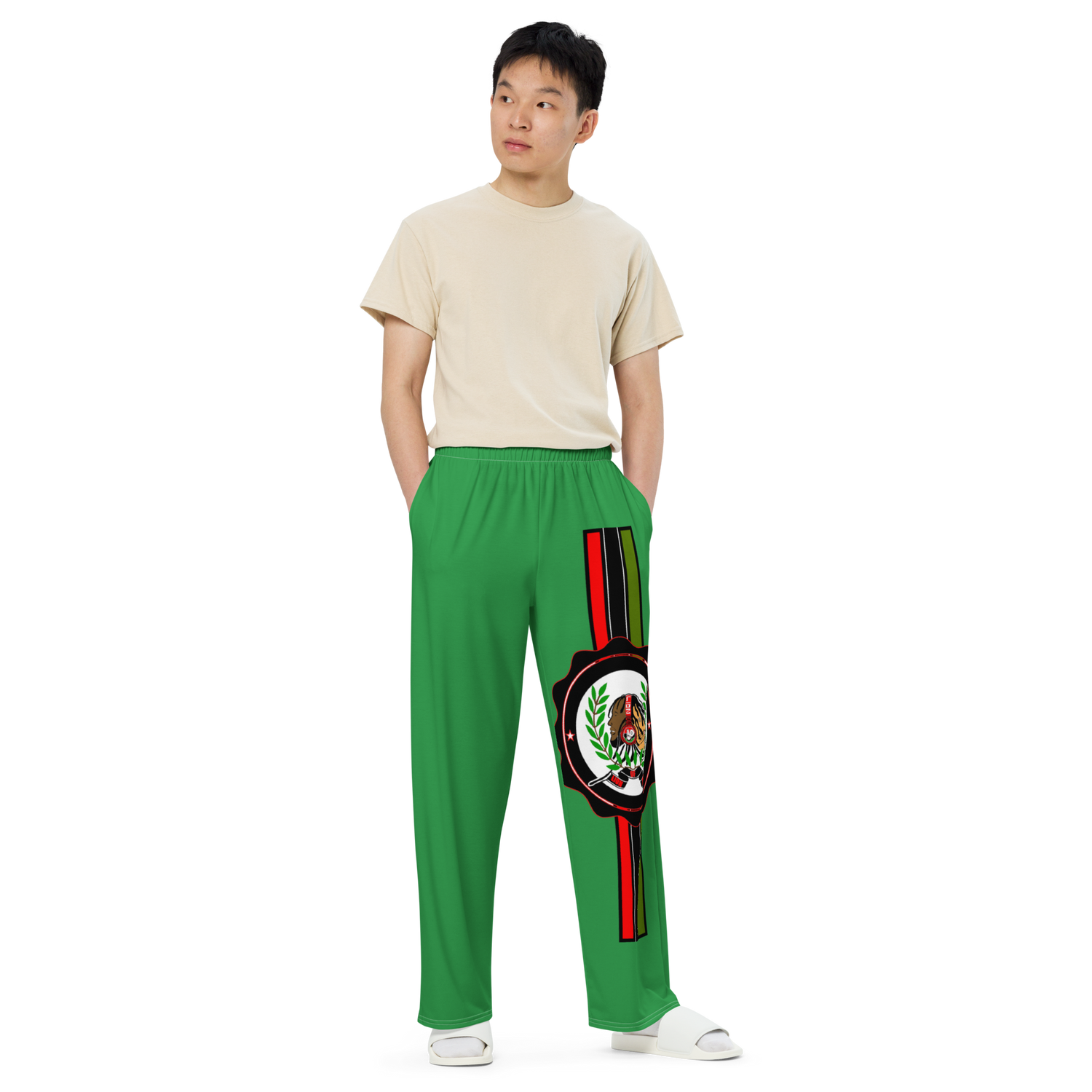 Lion Of Judah God All over print Green unisex wide leg pants