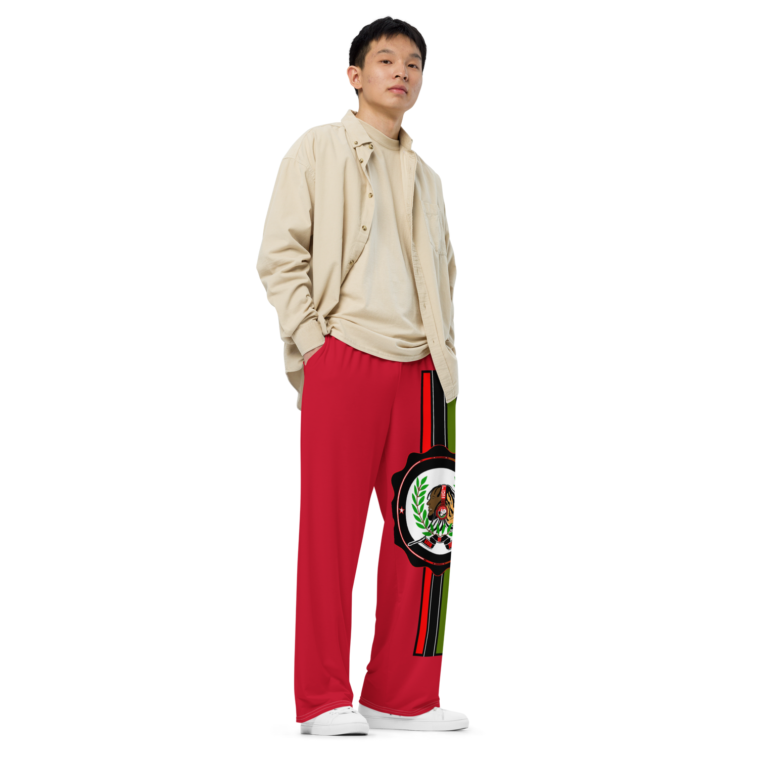 Lion Of Judah God All over print Red unisex wide leg pants