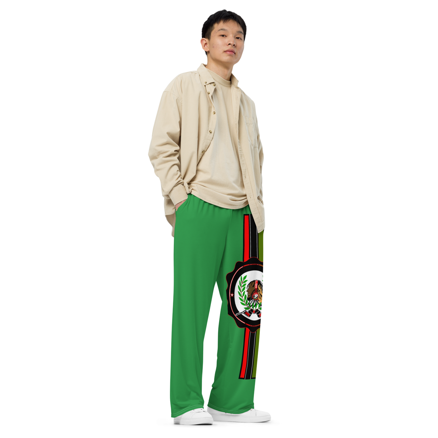 Lion Of Judah God All over print Green unisex wide leg pants