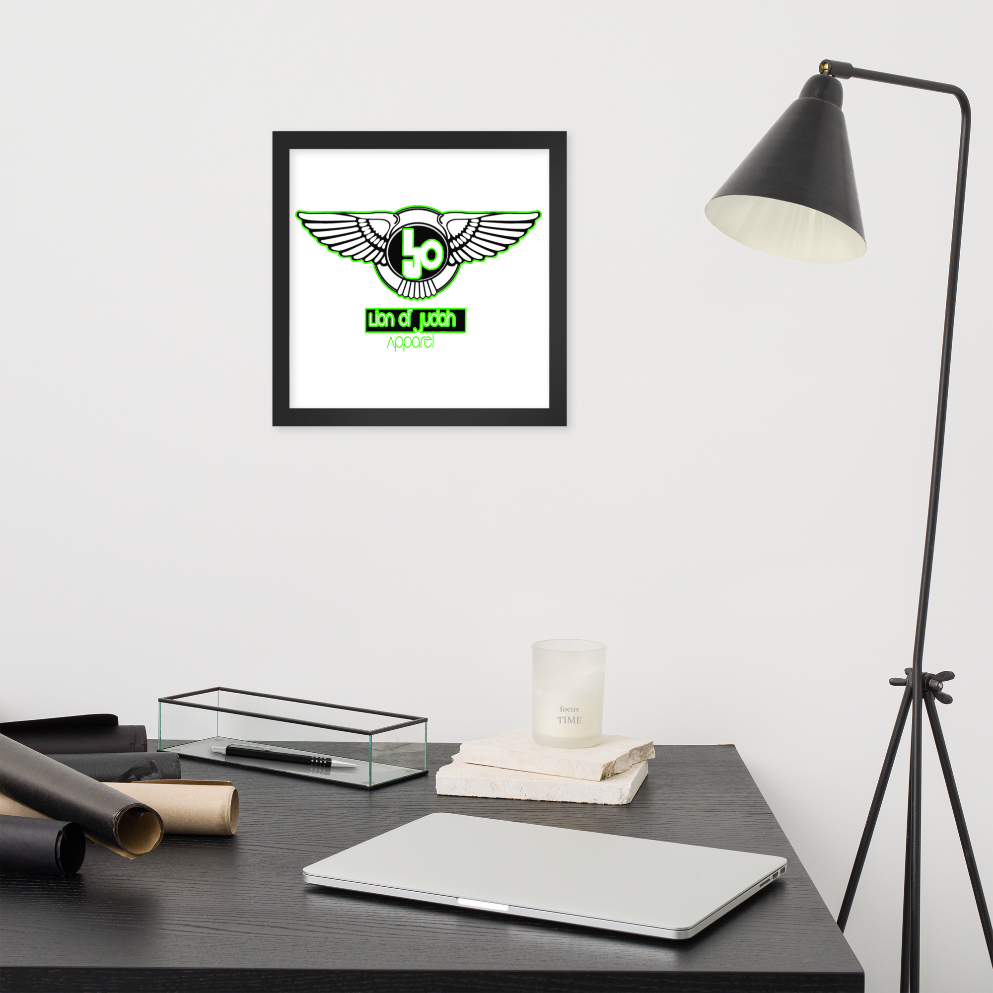 (L.O.J.) Green logo Design Framed poster