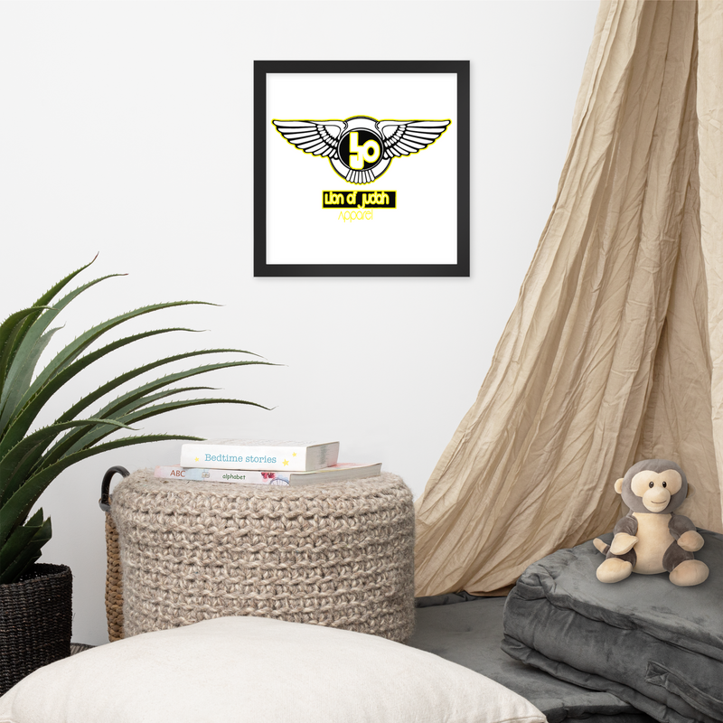 Lion Of Judah Yellow logo Design Framed poster