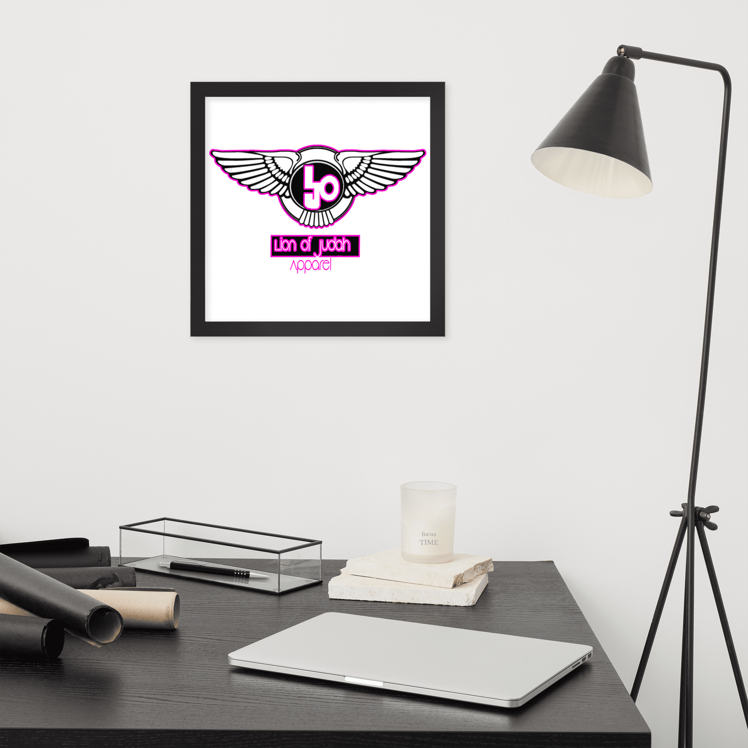 Lion Of Judah Pink logo Design Framed poster