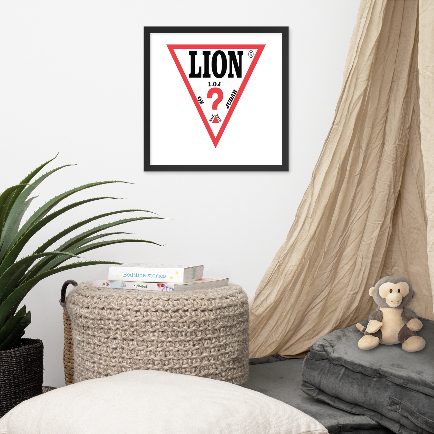 Lion Of Judah Apparel word play spinoff of Guess Design Framed poster