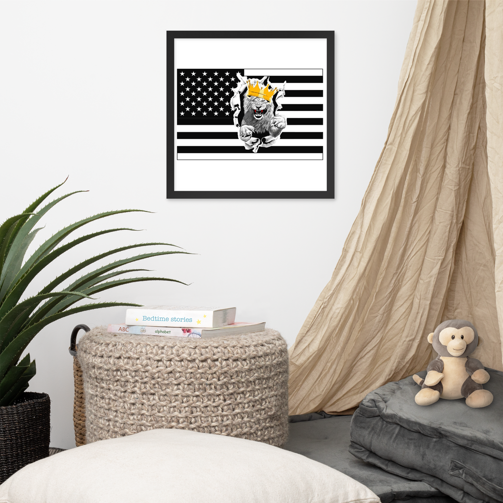 Lion Of Judah United States Of America Flag Framed poster