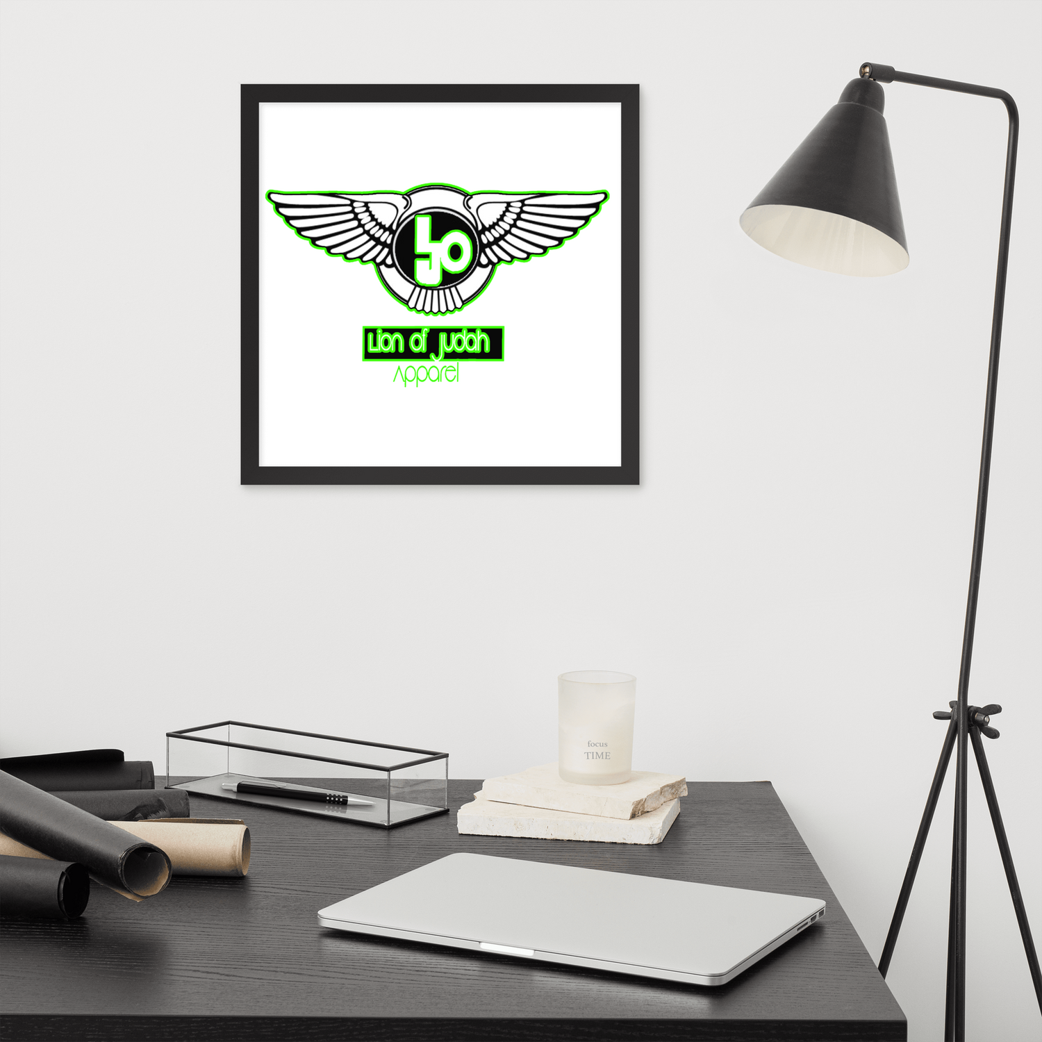 Lion Of Judah Green logo Design Framed poster