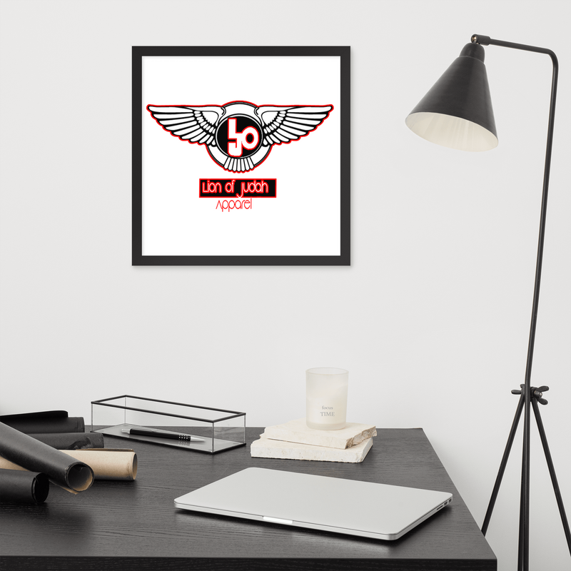 Lion Of Judah Red logo Design Framed poster