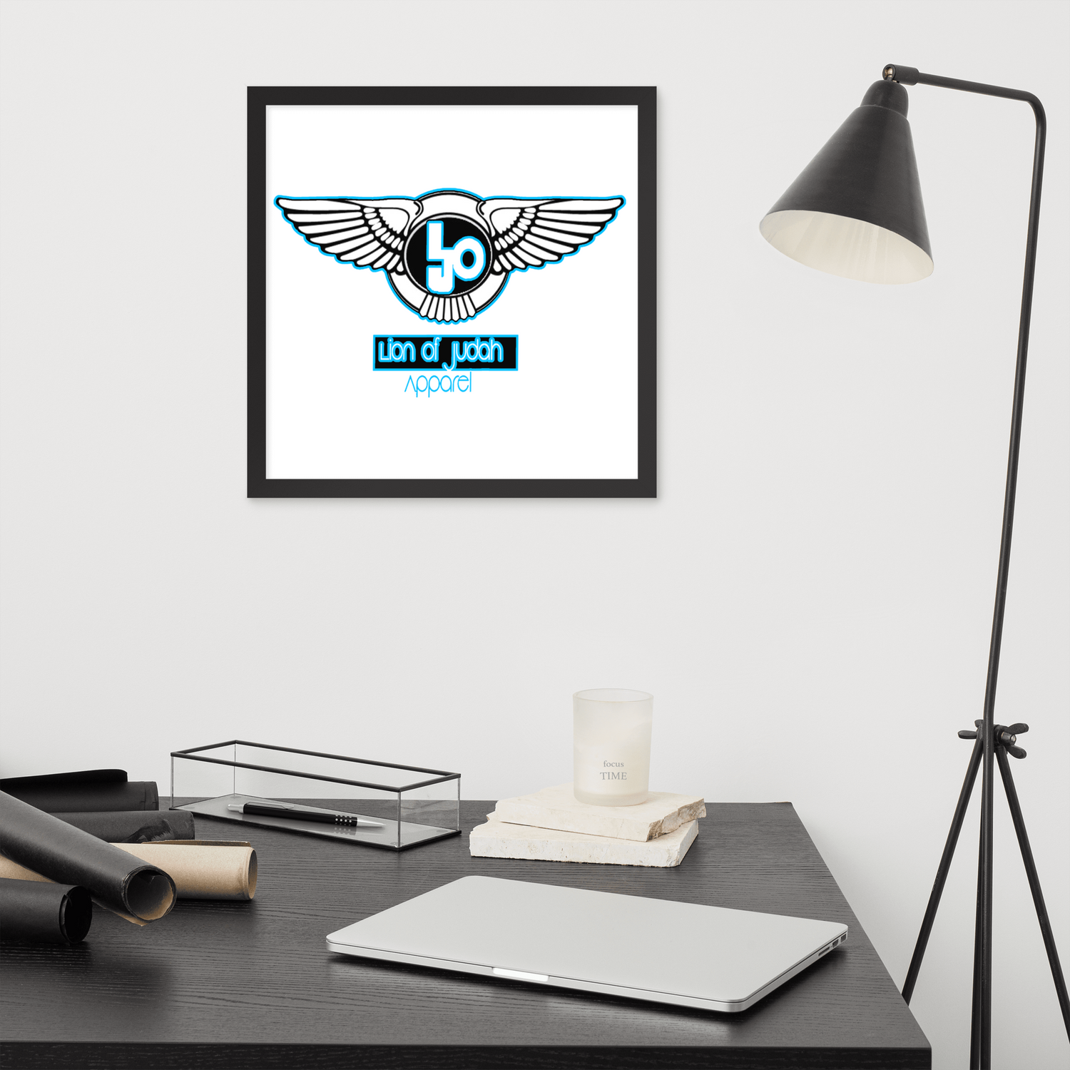 Lion Of Judah Sky Blue logo Design Framed poster