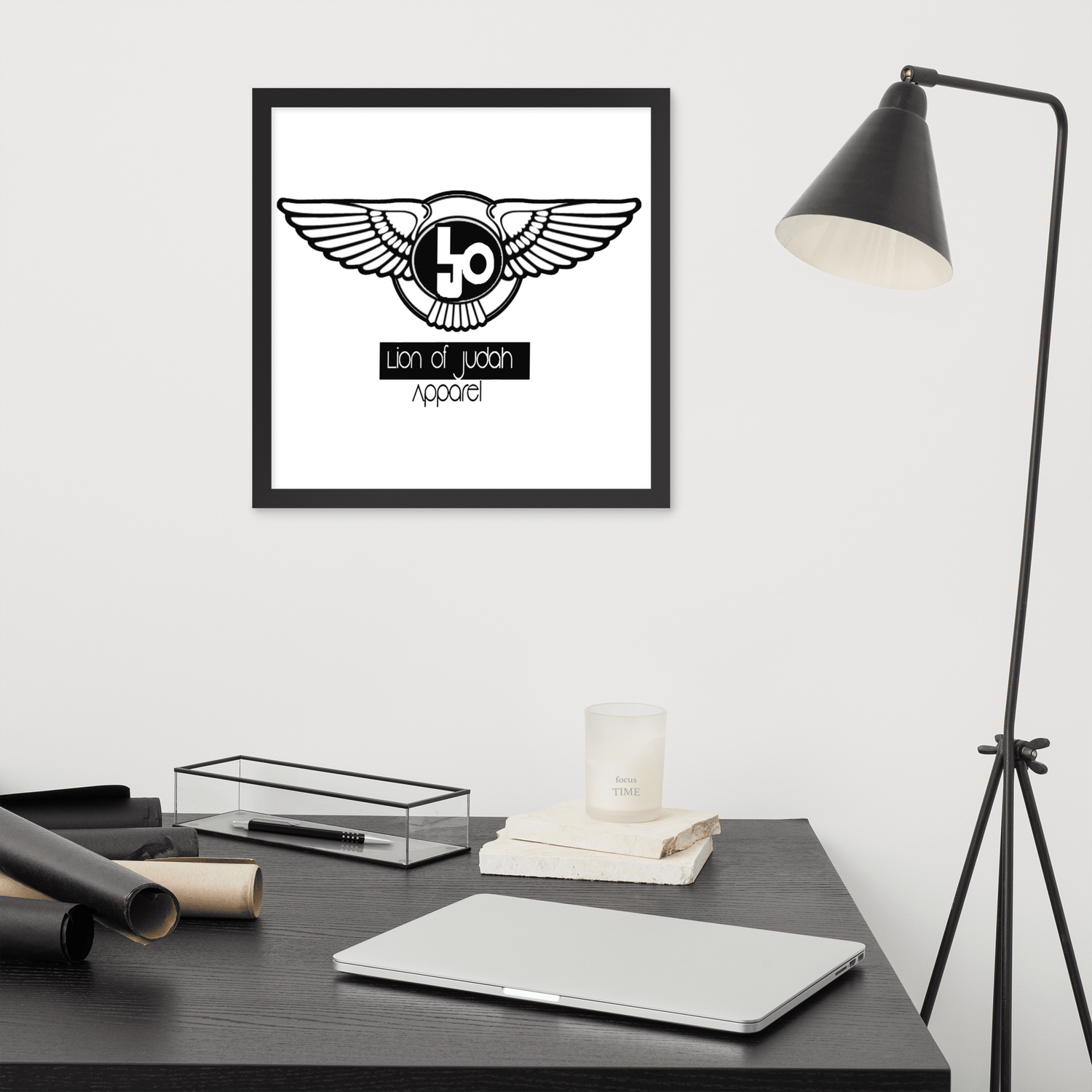 Lion Of Judah Black Logo Design Framed poster
