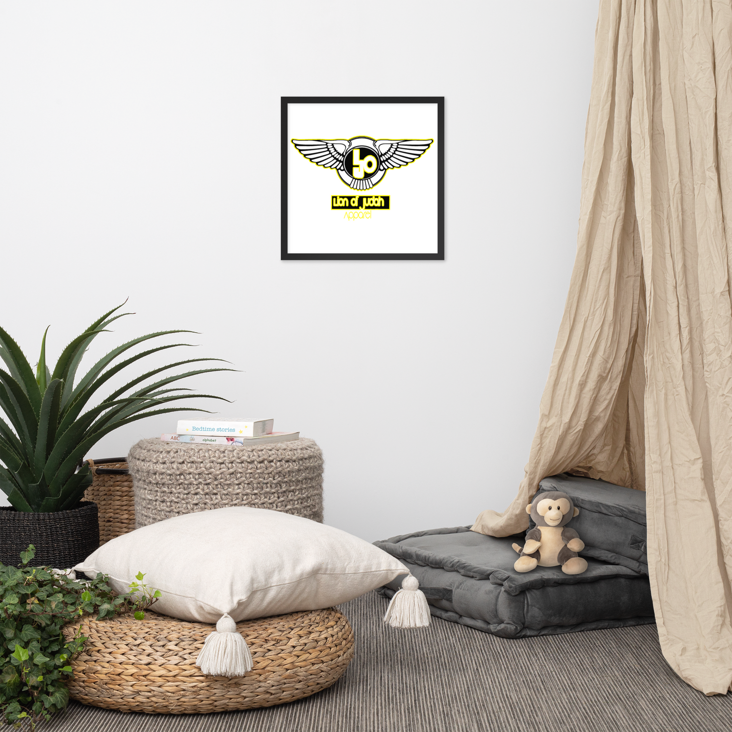 Lion Of Judah Yellow logo Design Framed poster