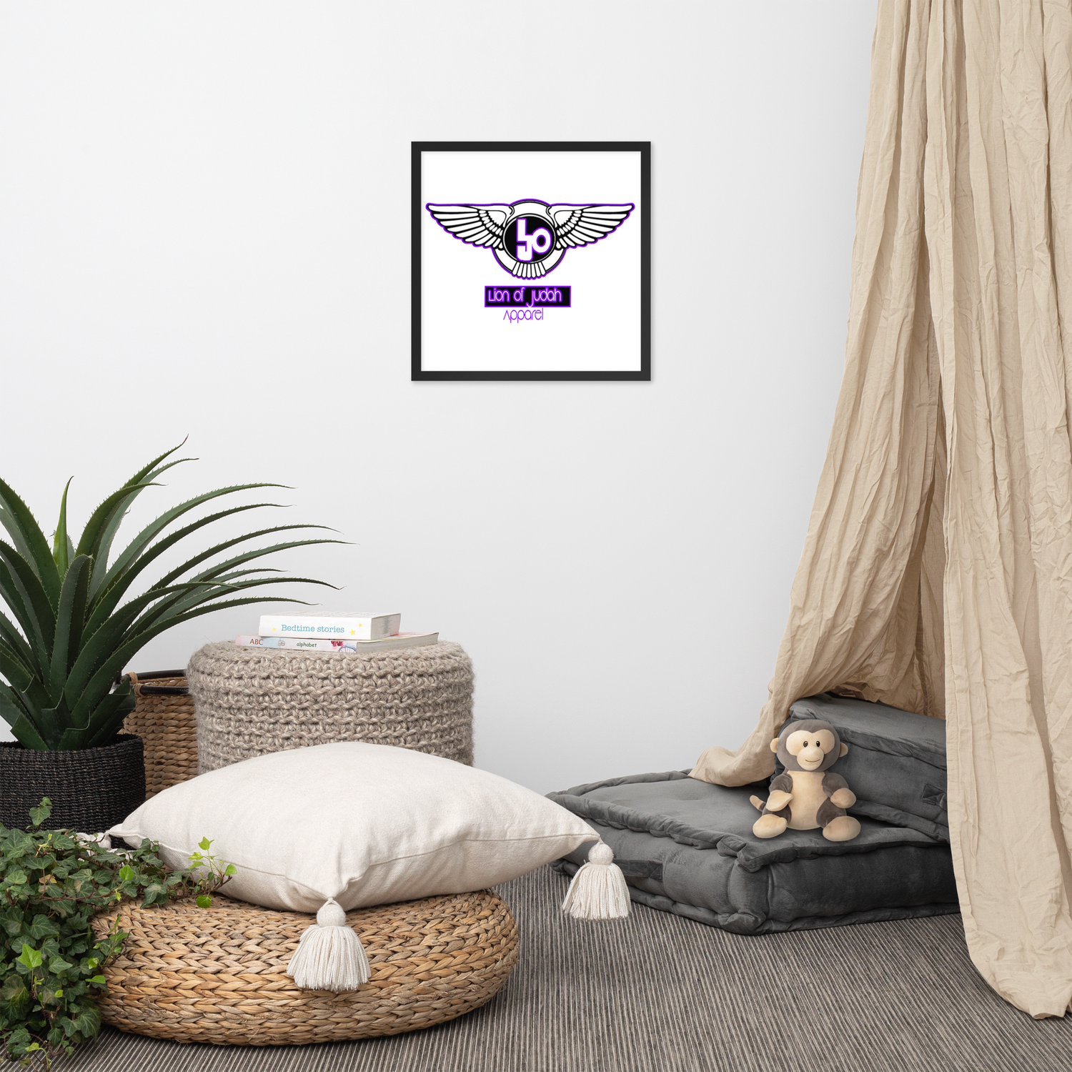 Lion Of Judah Purple logo Design Framed poster