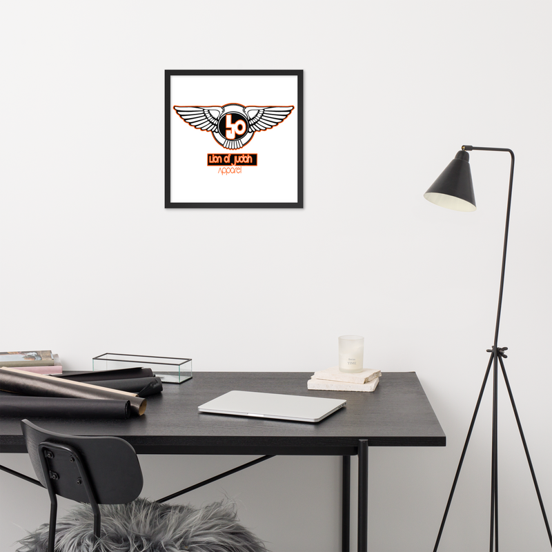Lion Of Judah Orange logo Design Framed poster