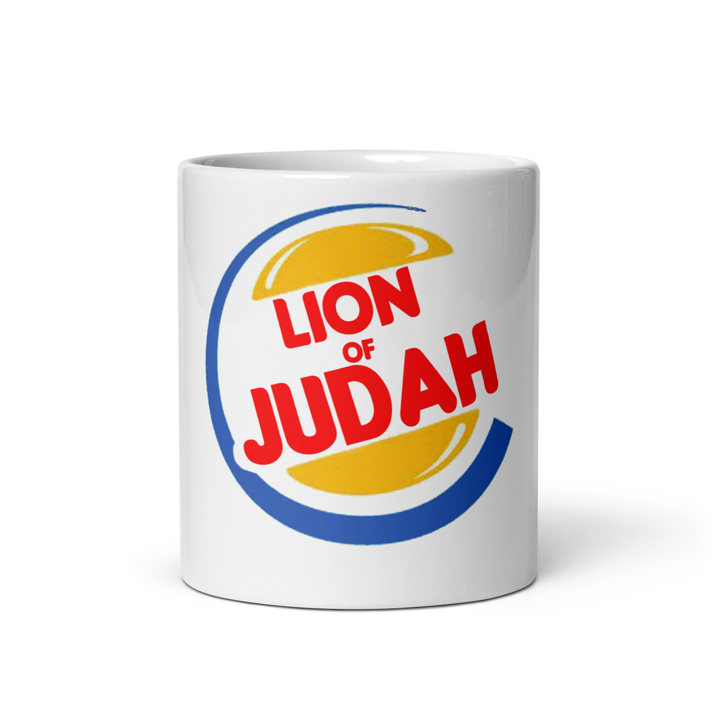 Lion Of Judah (B.K.) Burger King Spinoff Logo White glossy mug