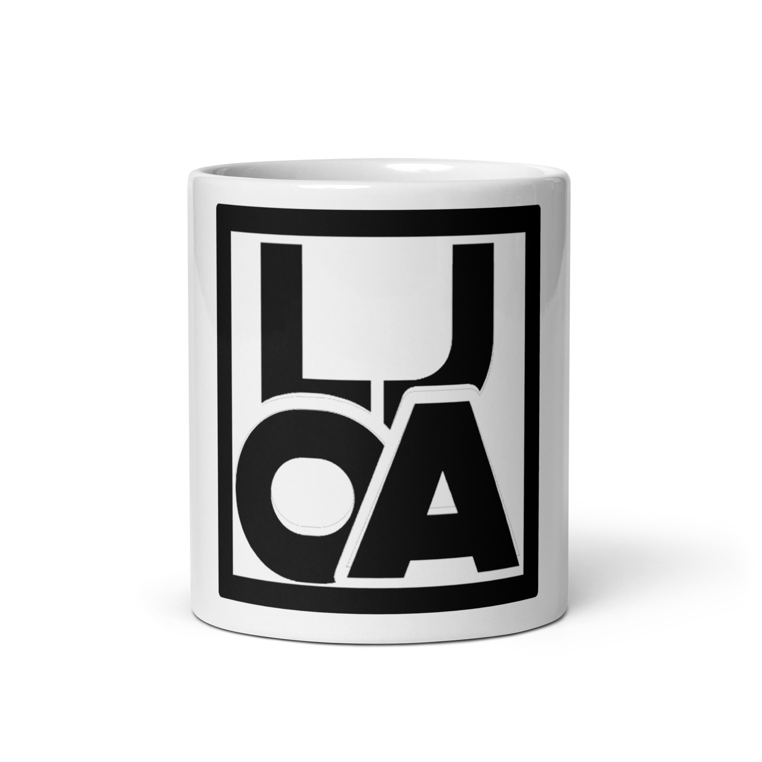Lion Of Judah Apparel black new logo White glossy mug