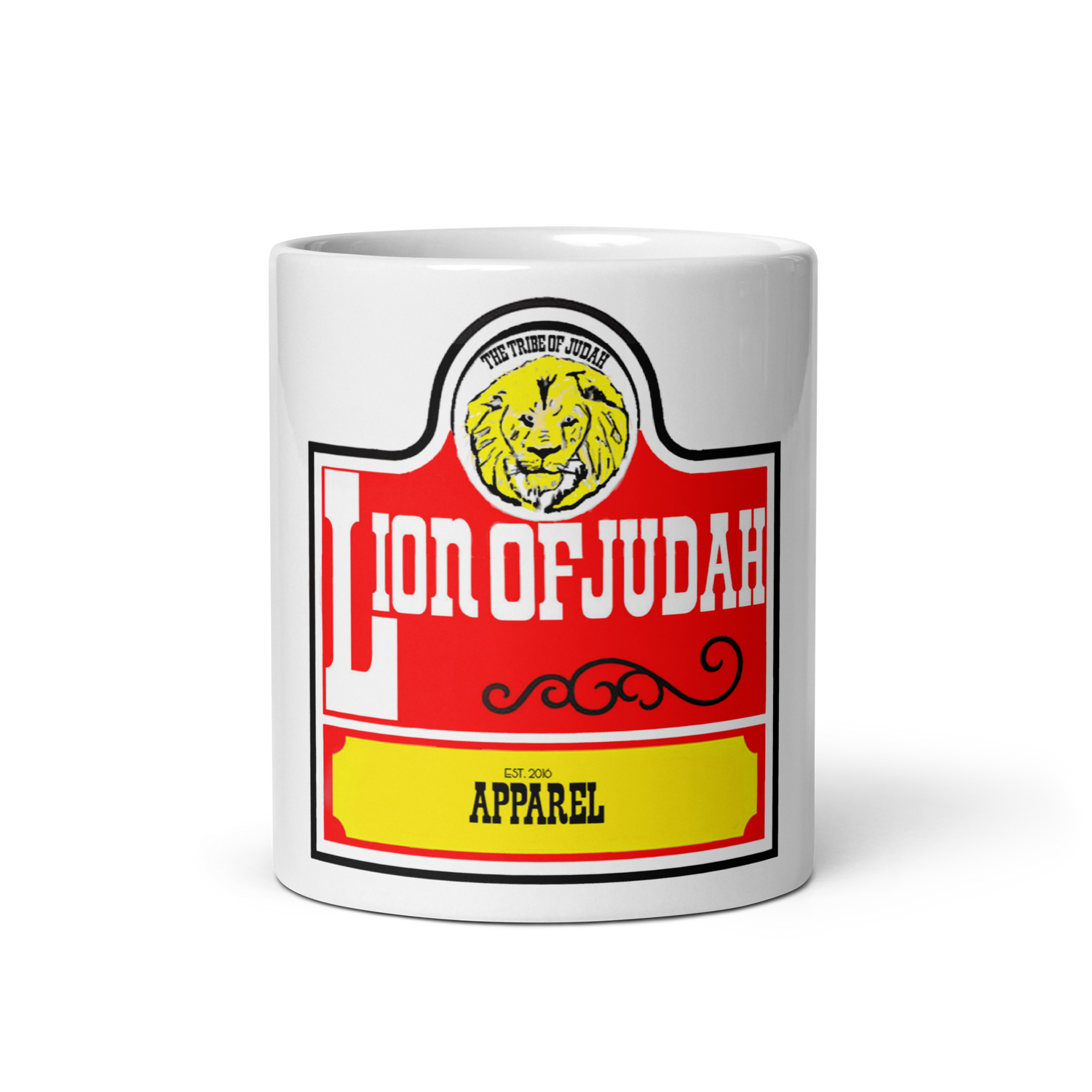 Lion-Of-Judah-apparel Spinoff of Wendy's Throwback Logo White glossy mug