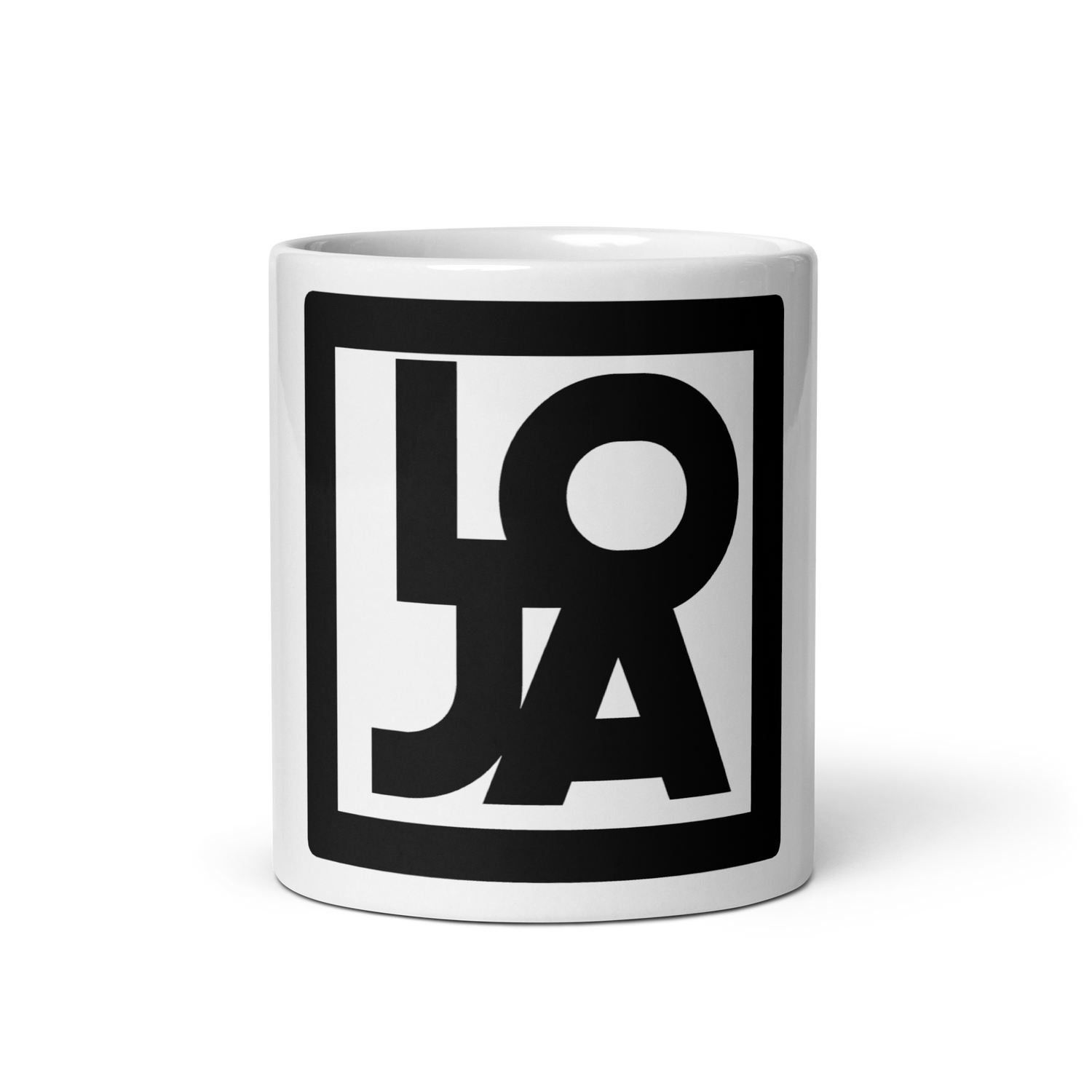 Lion Of Judah Apparel Black Logo Design White glossy mug