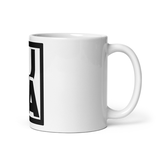 Lion Of Judah Apparel black new logo White glossy mug