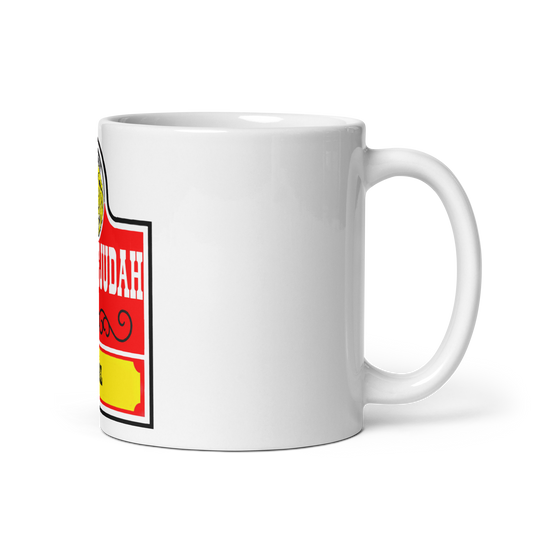 Lion-Of-Judah-apparel Spinoff of Wendy's Throwback Logo White glossy mug