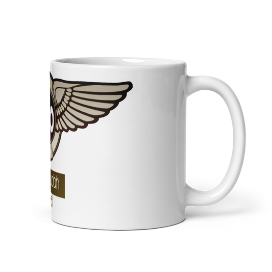Lion Of Judah Design  Bronze Logo White glossy mug