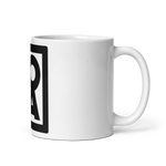 (L.O.J.A.) Lion Of Judah Apparel Black Logo Design White glossy mug