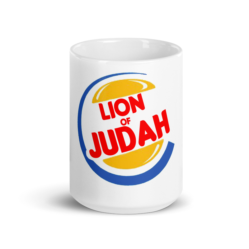 Lion Of Judah (B.K.) Burger King Spinoff Logo White glossy mug