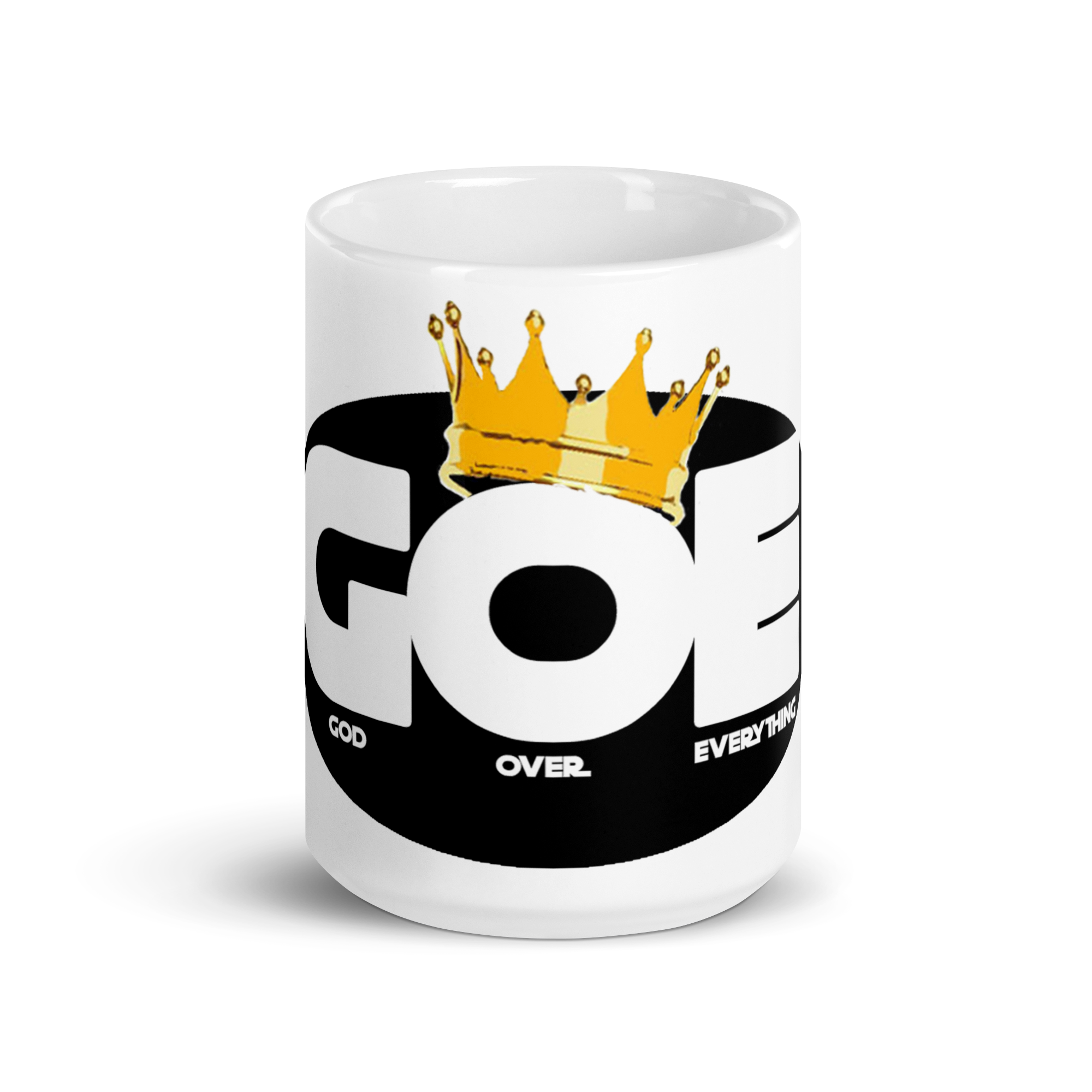 (G.O.E.) God Over Everything  White glossy mug