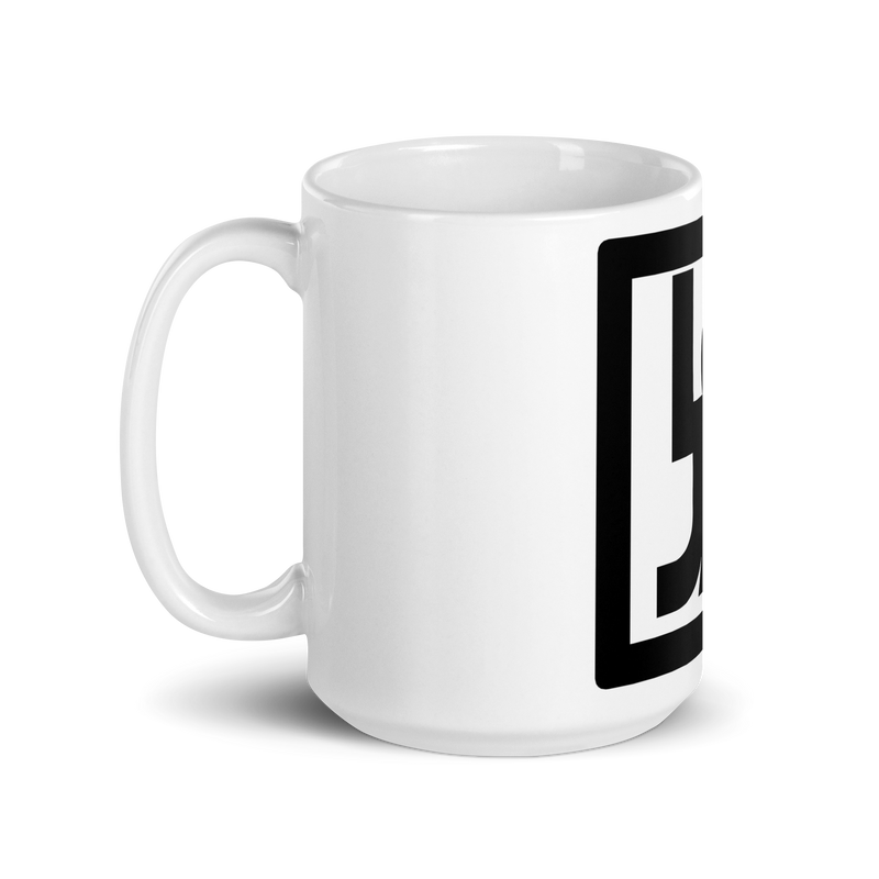 Lion Of Judah Apparel Black Logo Design White glossy mug