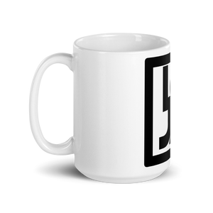(L.O.J.A.) Lion Of Judah Apparel Black Logo Design White glossy mug