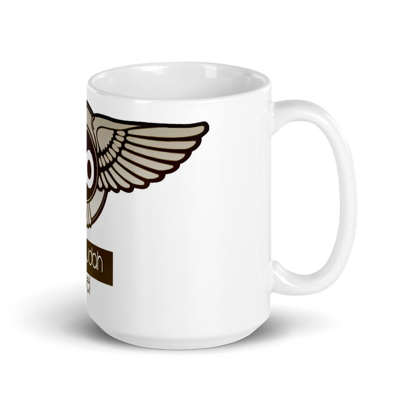 Lion Of Judah Design  Bronze Logo White glossy mug