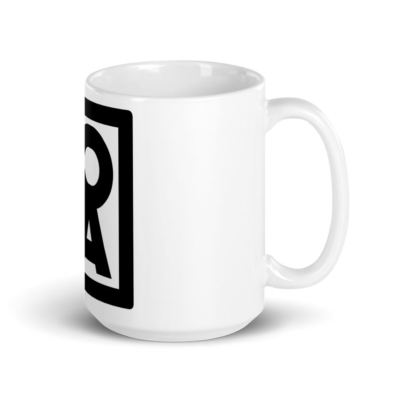 Lion Of Judah Apparel Black Logo Design White glossy mug