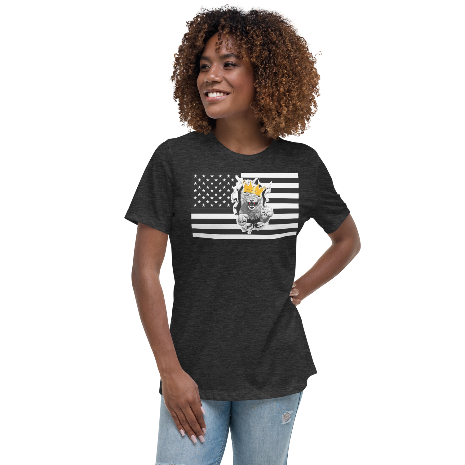 Melanated Lion Of Judah Flag Women's Relaxed T-Shirt