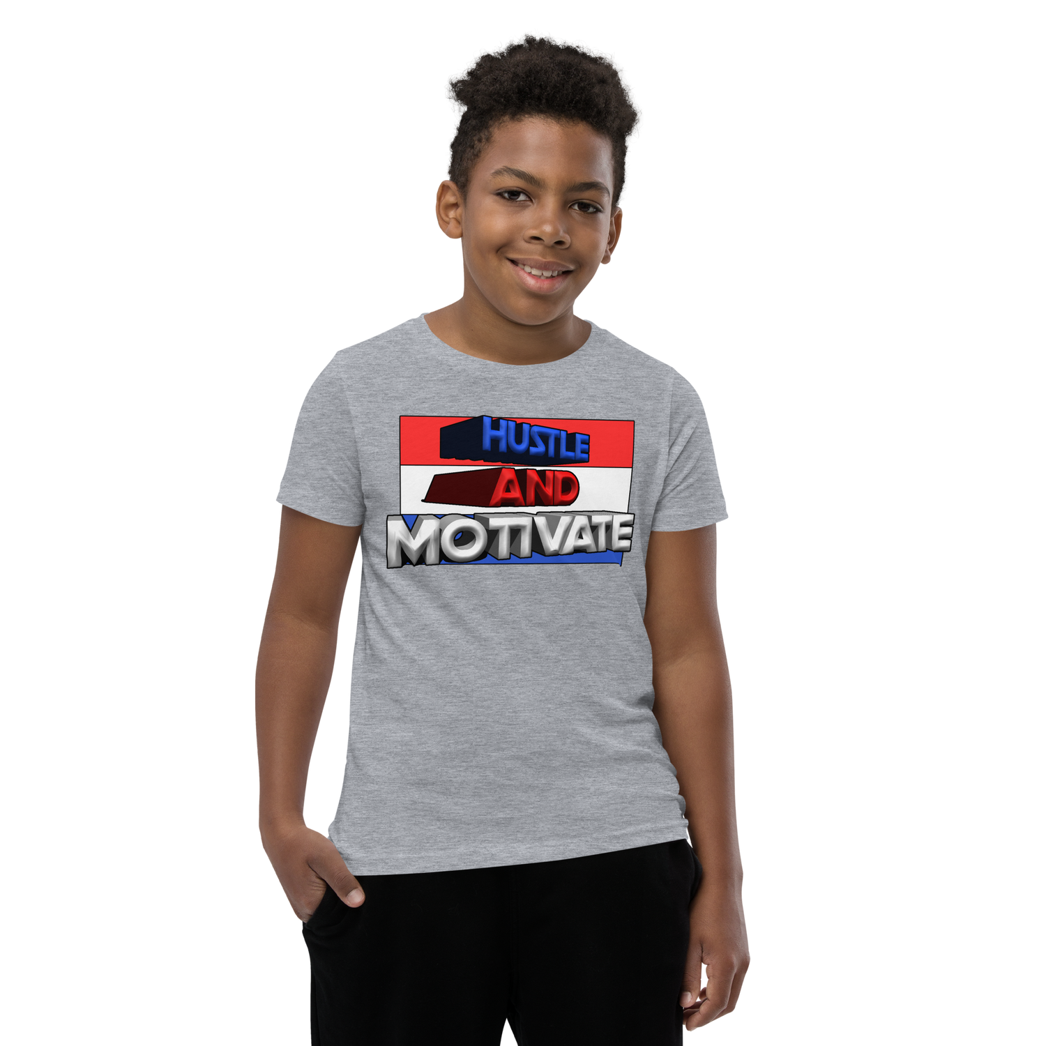 Hustle and Motivate Art Design Youth Short Sleeve T-Shirt