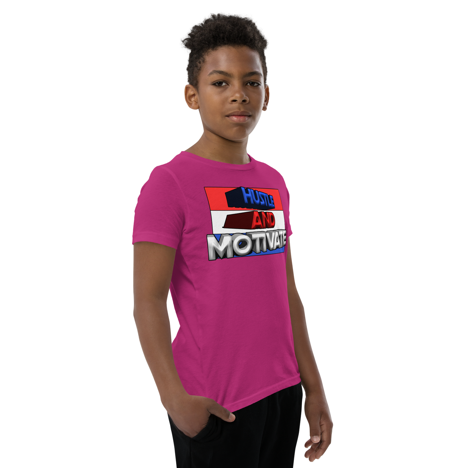 Hustle and Motivate Art Design Youth Short Sleeve T-Shirt