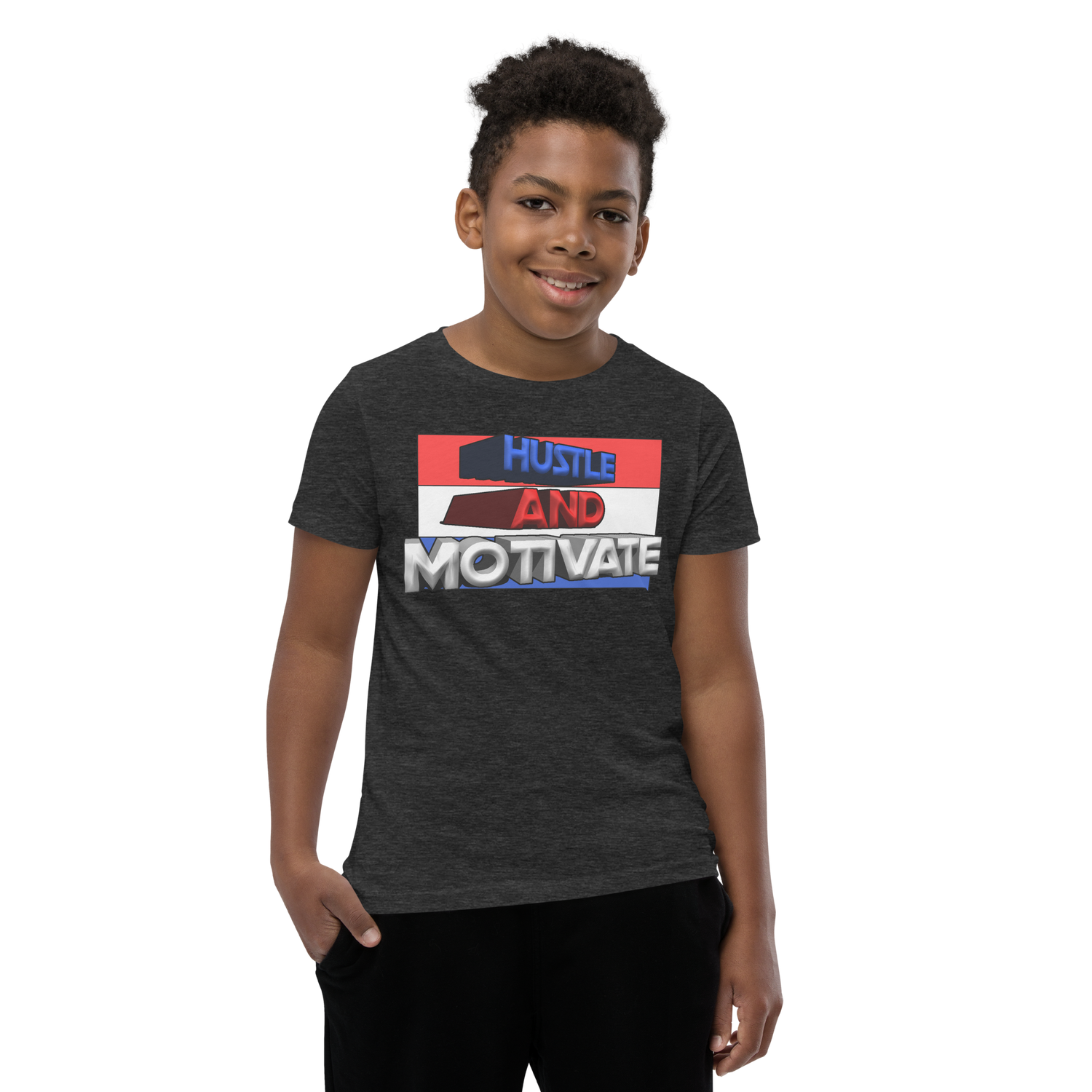 Hustle and Motivate Art Design Youth Short Sleeve T-Shirt