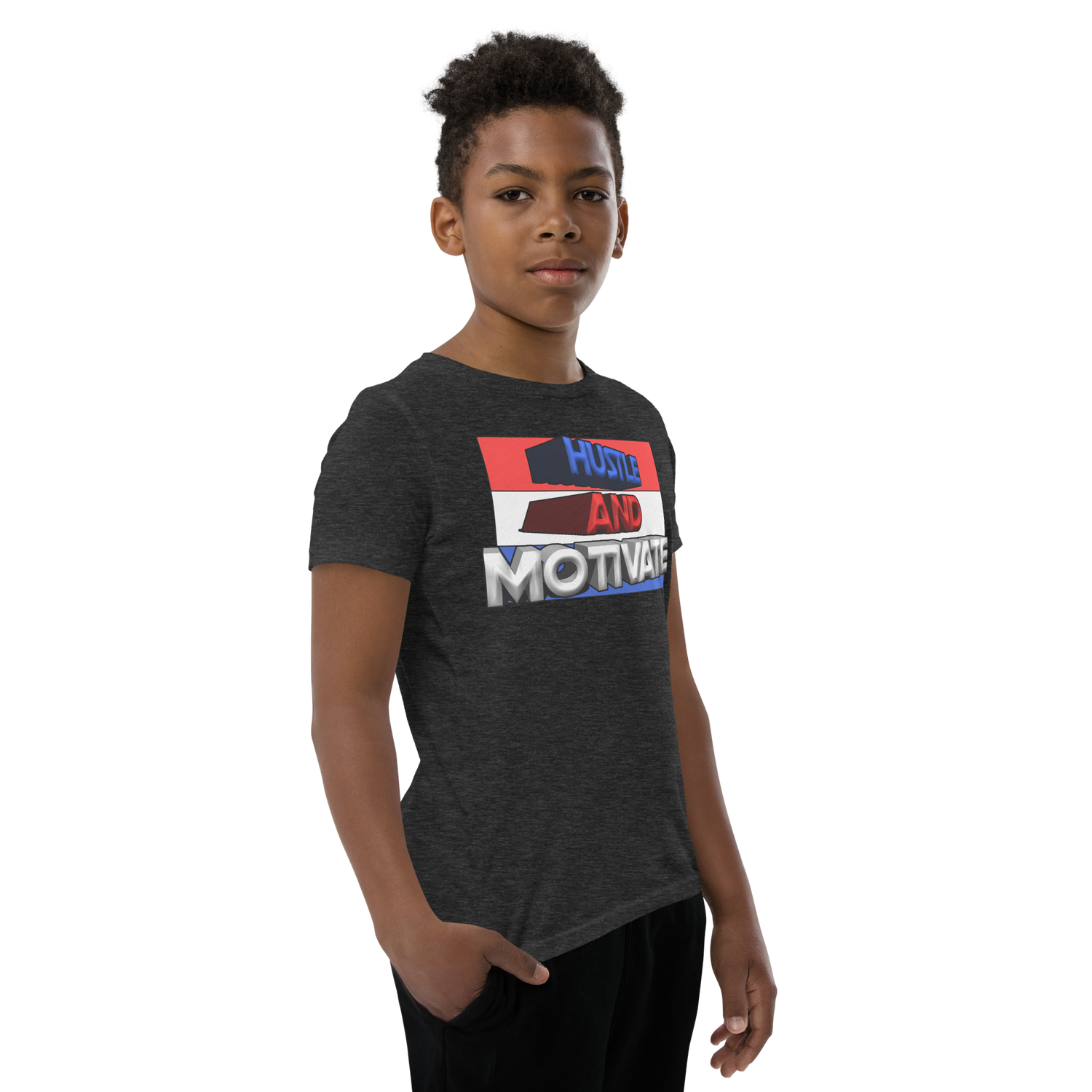 Hustle and Motivate Art Design Youth Short Sleeve T-Shirt