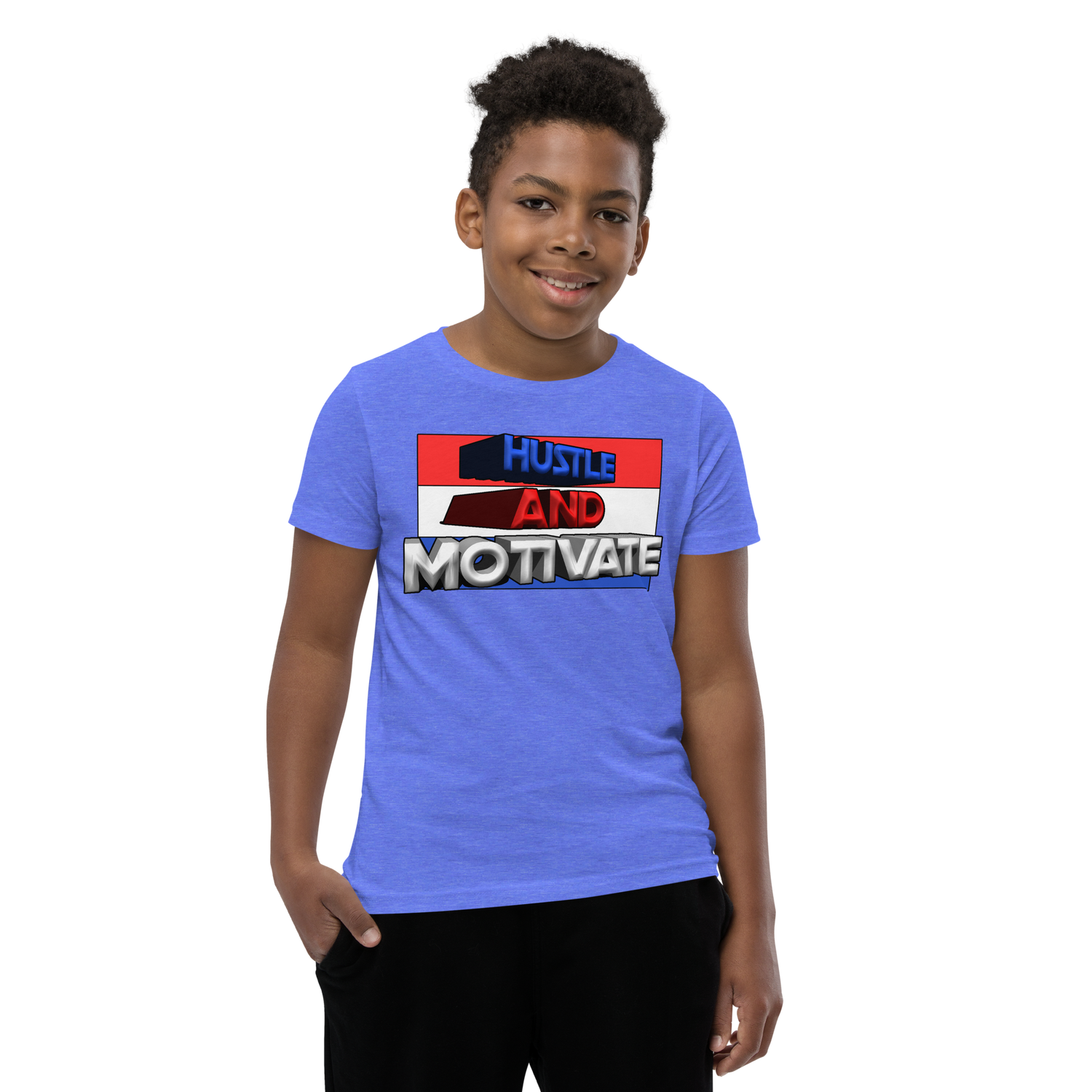 Hustle and Motivate Art Design Youth Short Sleeve T-Shirt