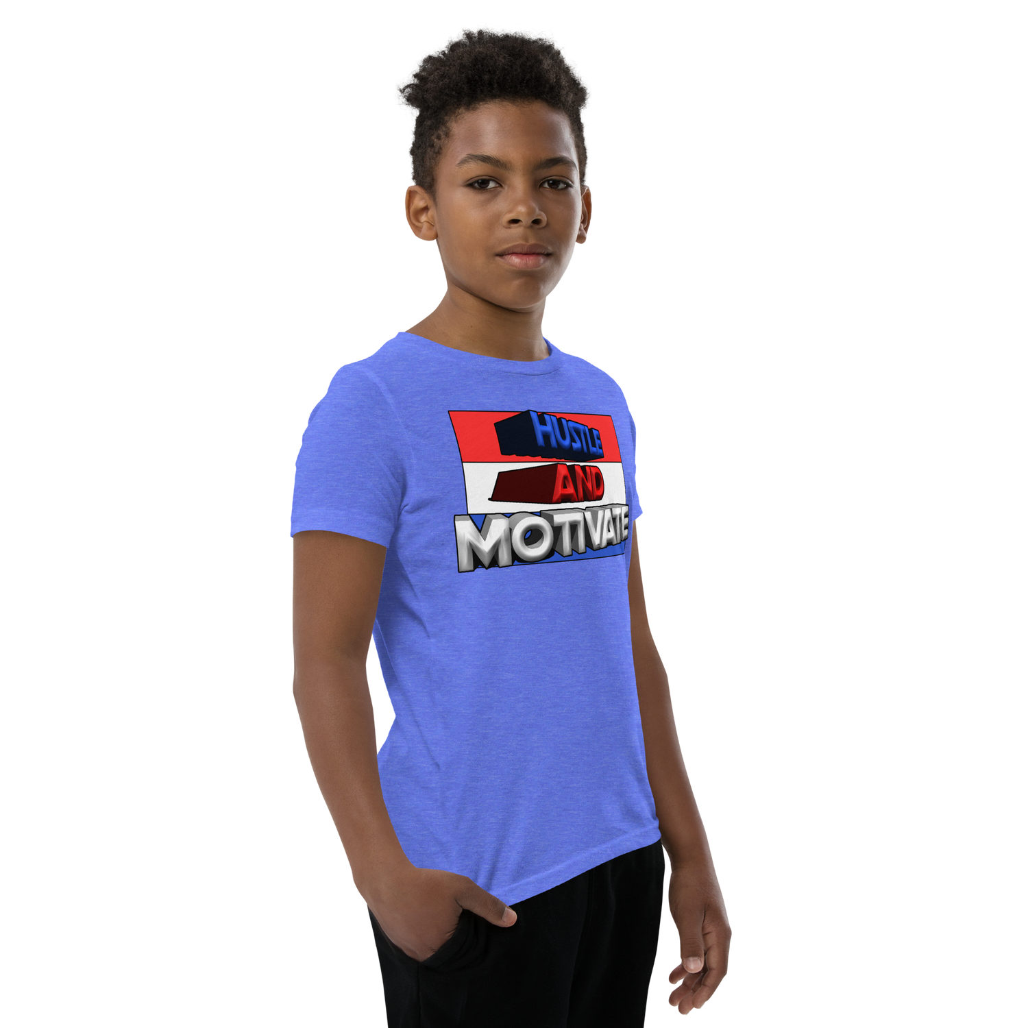 Hustle and Motivate Art Design Youth Short Sleeve T-Shirt